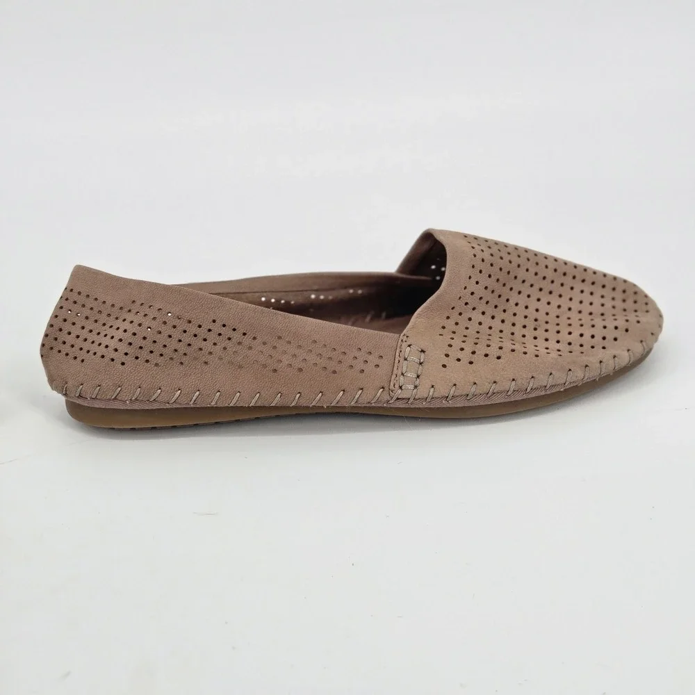 Adam Tucker by Me Too Kori Perforated Ballet Flat Taupe Loafers Shoes Size US 8